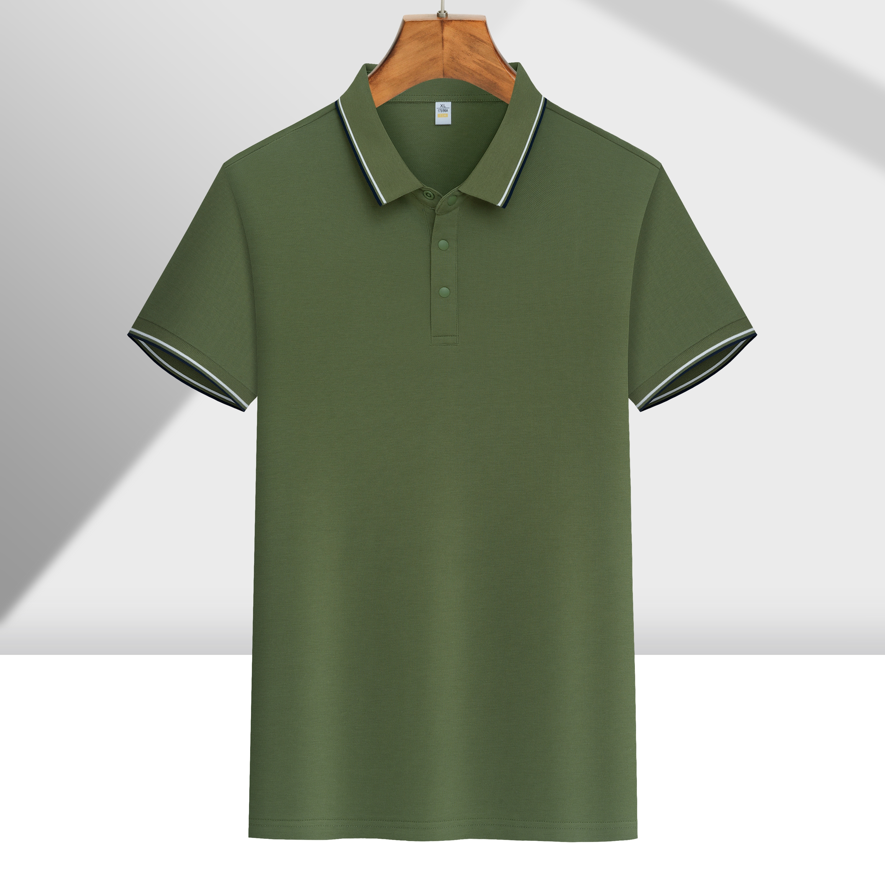 5617# With Edge 100% Cotton Men's Polo Shirt Custom T-Shirt Overalls Short Sleeve Work Clothes Pure Cotton Group Construction Advertising Shirt Customized Team Clothing Printing Logo Specification drawing
