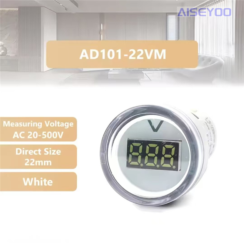 The AD101-22VM DSV is equipped with a three-digit voltage display indicator light. The AC20-500V is a red, green, yellow, blue and white small digital circular voltage meter with a voltage display indicator light pic 8