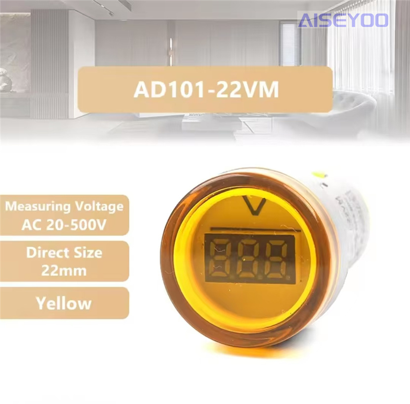The AD101-22VM DSV is equipped with a three-digit voltage display indicator light. The AC20-500V is a red, green, yellow, blue and white small digital circular voltage meter with a voltage display indicator light pic 9