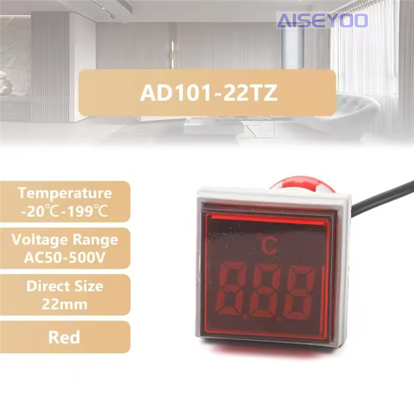 Square digital tube thermometer, mini thermometer, indicator light temperature signal light thermometer, temperature meter, digital display thermometer, indicator light signal light LED temperature display -20℃-199℃ pic 14