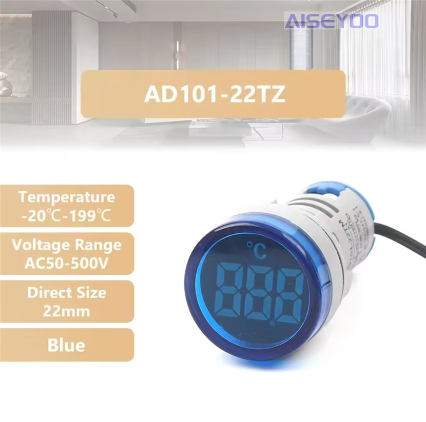 Square digital tube thermometer, mini thermometer, indicator light temperature signal light thermometer, temperature meter, digital display thermometer, indicator light signal light LED temperature display -20℃-199℃ pic 13