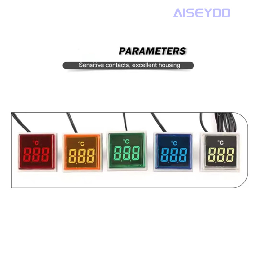 Square digital tube thermometer, mini thermometer, indicator light temperature signal light thermometer, temperature meter, digital display thermometer, indicator light signal light LED temperature display -20℃-199℃ pic 4
