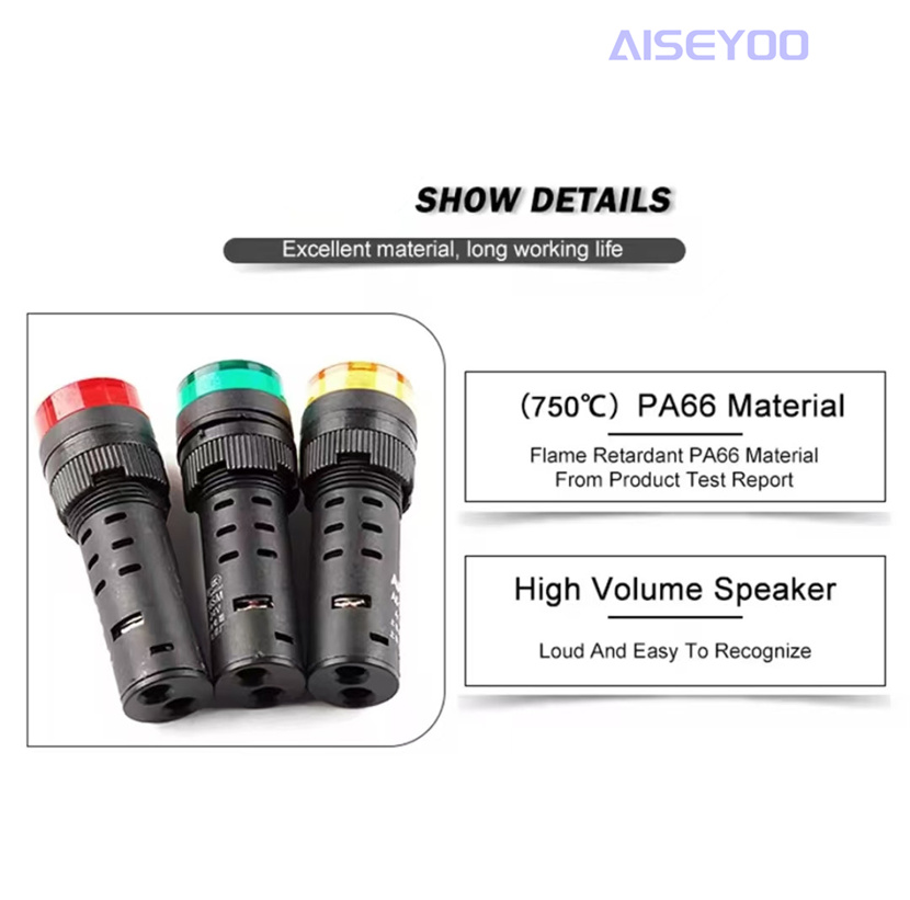 Beeping and flashing indicator light LED machine tool signal intensification indicator light flashing buzzer 220V 380V 110V 36V 24V 12V sound and light alarm details Picture