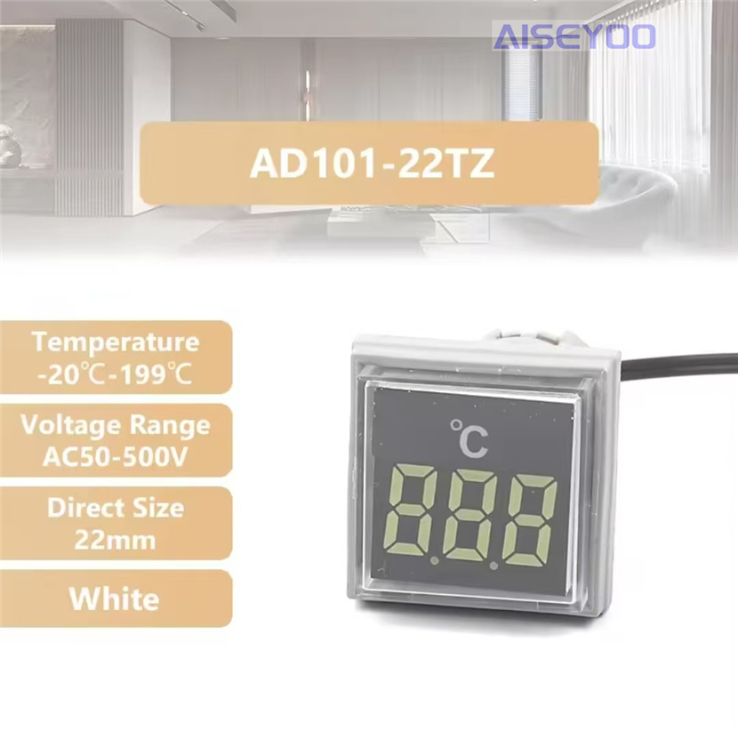 Square digital tube thermometer, mini thermometer, indicator light temperature signal light thermometer, temperature meter, digital display thermometer, indicator light signal light LED temperature display -20℃-199℃ pic 15