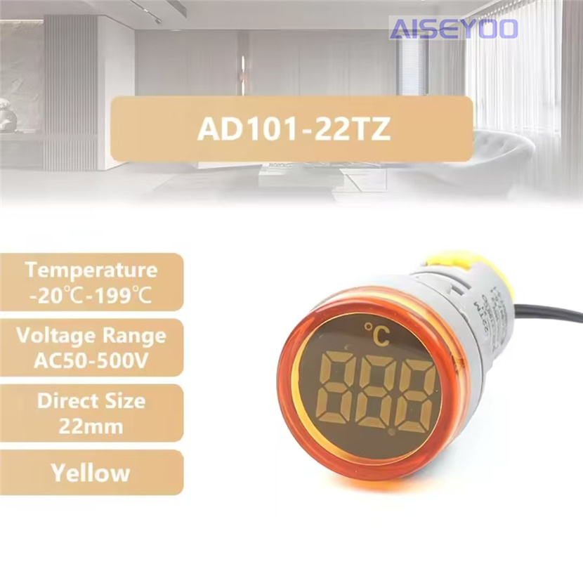 Square digital tube thermometer, mini thermometer, indicator light temperature signal light thermometer, temperature meter, digital display thermometer, indicator light signal light LED temperature display -20℃-199℃ pic 9
