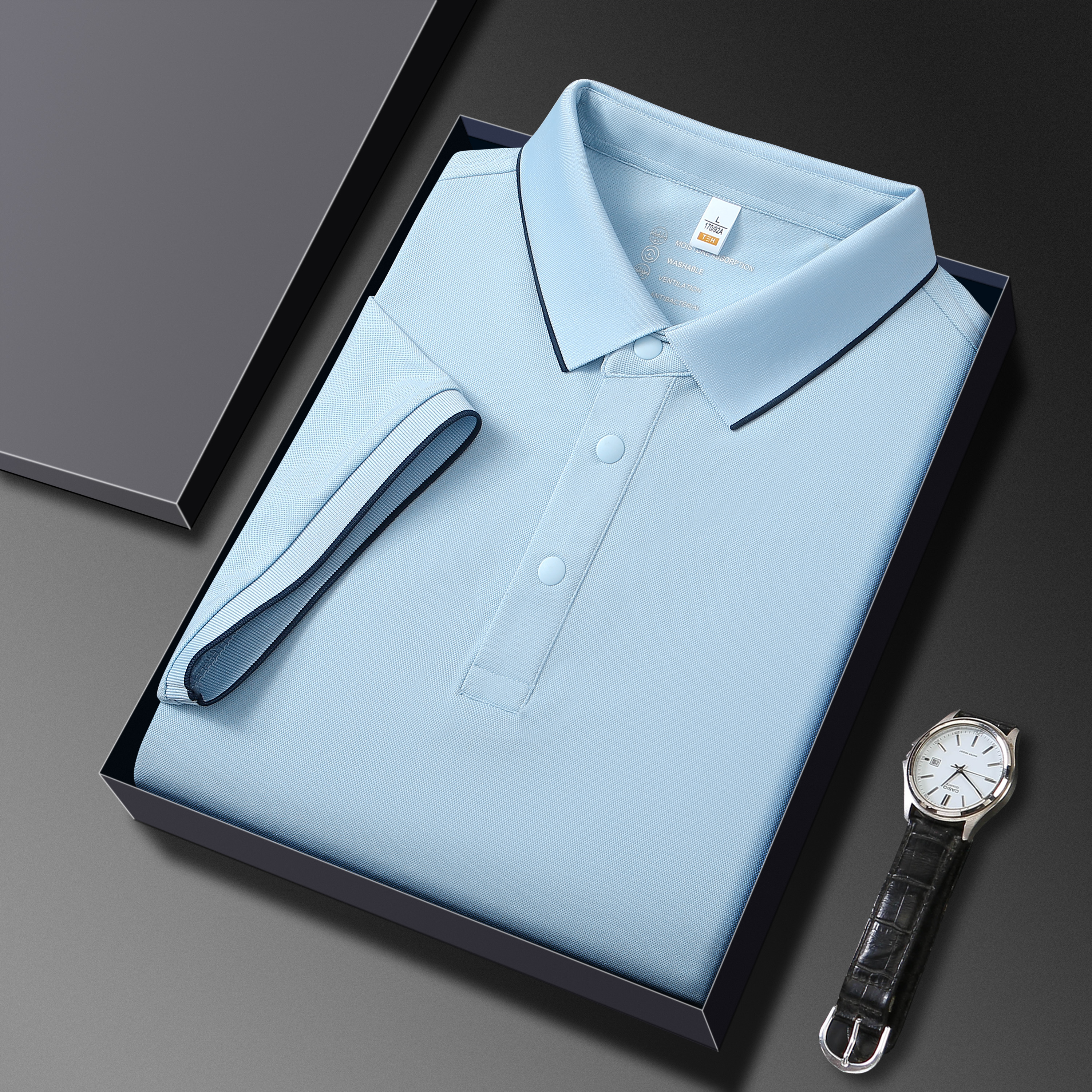 5710#Polo Shirt Custom T-Shirt Work Clothes Short-Sleeved Cotton Group Advertising Advertising Shirt Customized Team Clothing Printing Logo Specification drawing