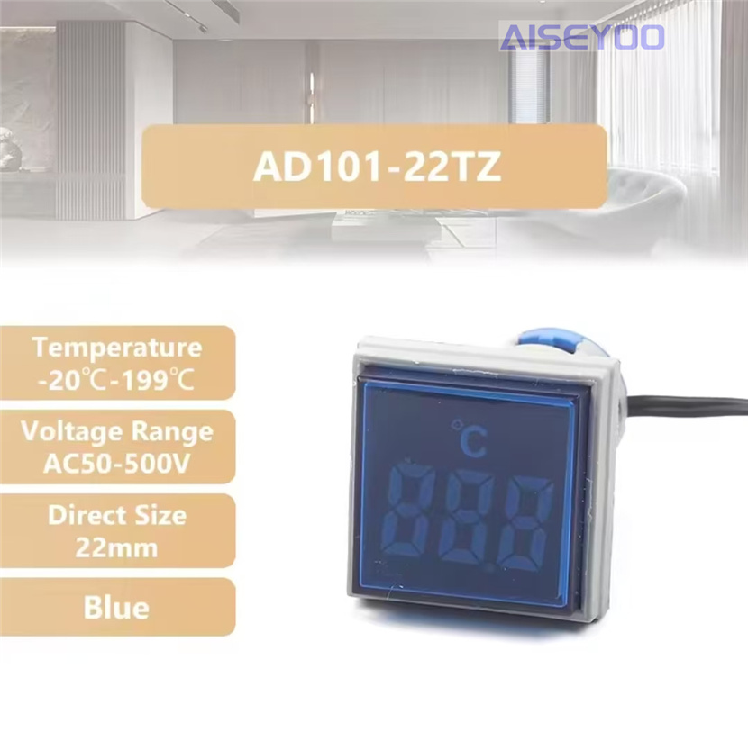 Square digital tube thermometer, mini thermometer, indicator light temperature signal light thermometer, temperature meter, digital display thermometer, indicator light signal light LED temperature display -20℃-199℃ pic 18