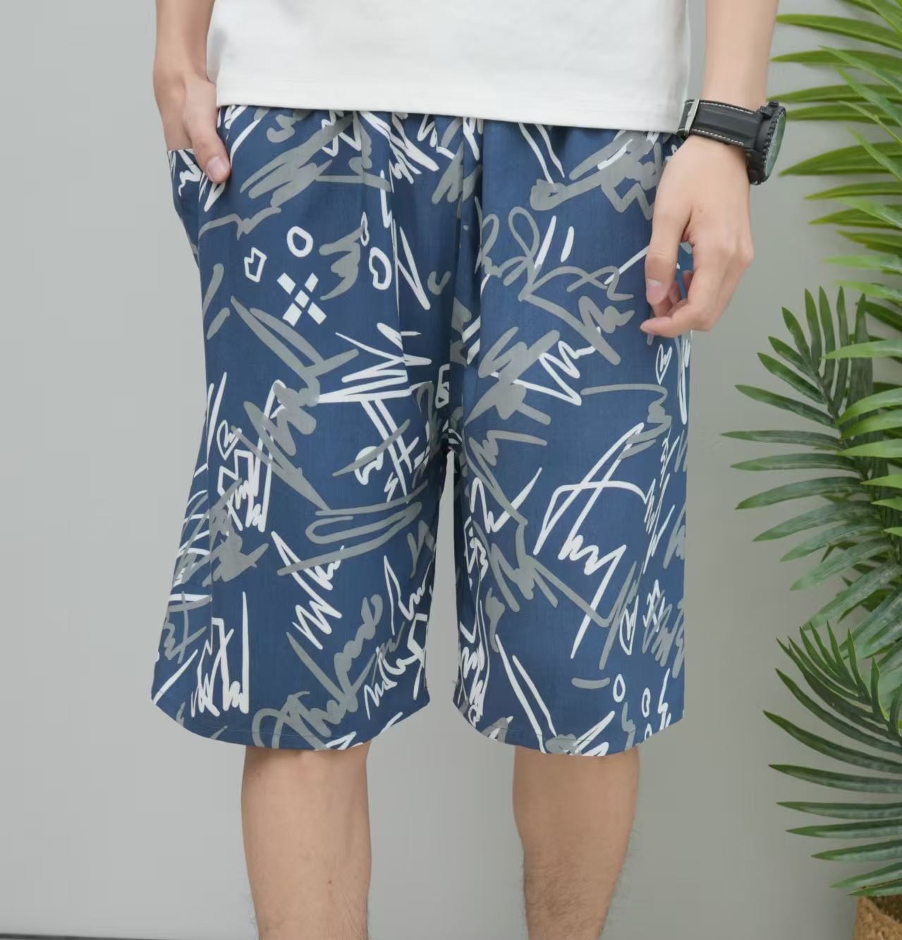 Men's beach pants, cotton and silk, Chinese-style men's casual pants, Indonesian-style men's trousers and skirts, comfortable and breathable, men's beach pants, overweight and large men's beach pants detail image 7