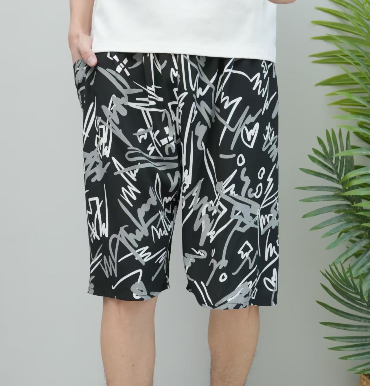 Men's beach pants, cotton and silk, Chinese-style men's casual pants, Indonesian-style men's trousers and skirts, comfortable and breathable, men's beach pants, overweight and large men's beach pants details Picture