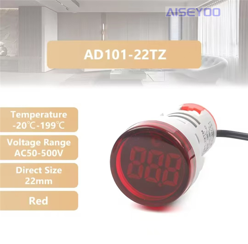 Square digital tube thermometer, mini thermometer, indicator light temperature signal light thermometer, temperature meter, digital display thermometer, indicator light signal light LED temperature display -20℃-199℃ pic 12