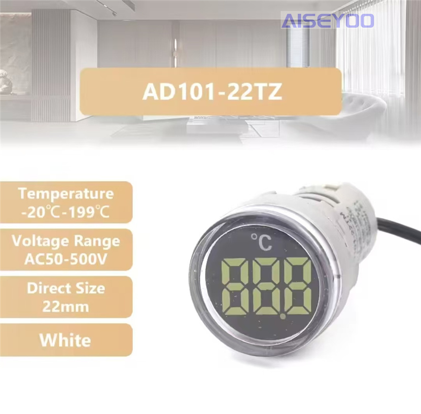 Square digital tube thermometer, mini thermometer, indicator light temperature signal light thermometer, temperature meter, digital display thermometer, indicator light signal light LED temperature display -20℃-199℃ pic 10