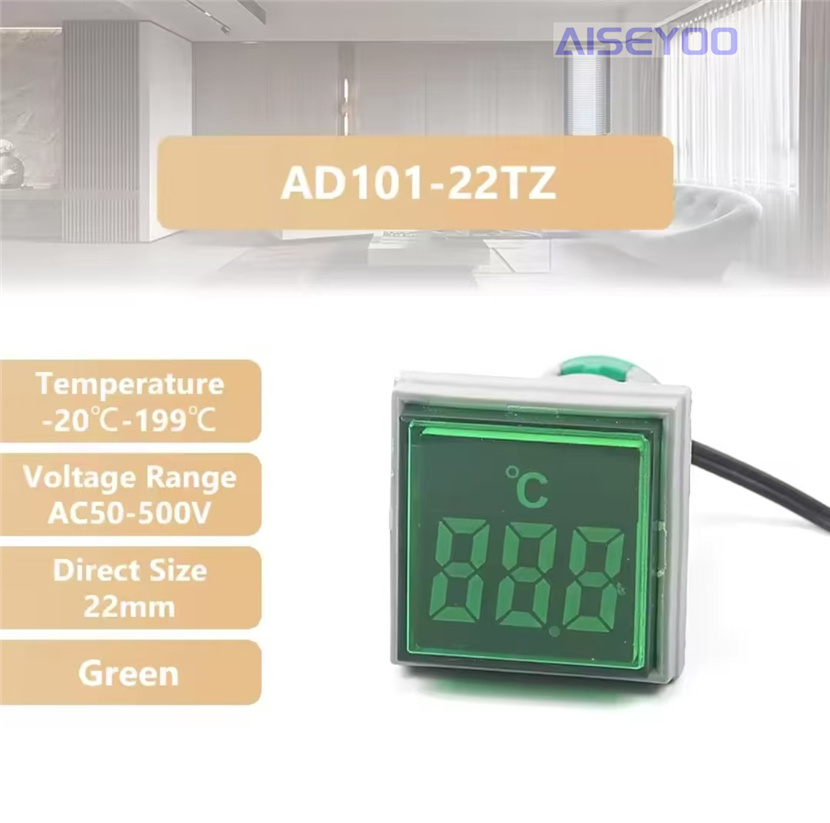 Square digital tube thermometer, mini thermometer, indicator light temperature signal light thermometer, temperature meter, digital display thermometer, indicator light signal light LED temperature display -20℃-199℃ pic 17