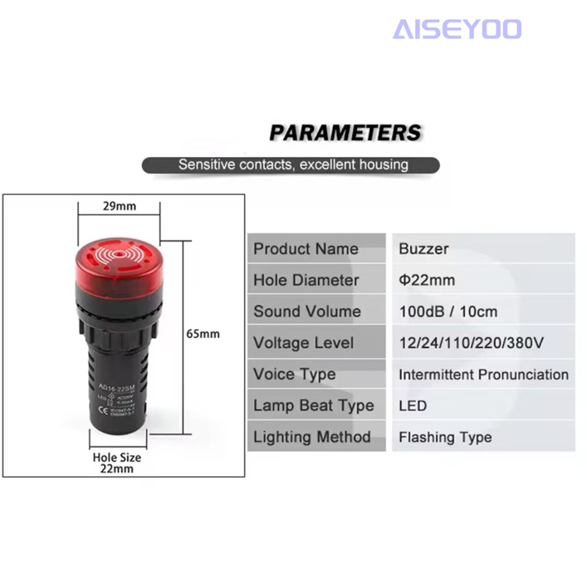 Beeping and flashing indicator light LED machine tool signal intensification indicator light flashing buzzer 220V 380V 110V 36V 24V 12V sound and light alarm Specification image