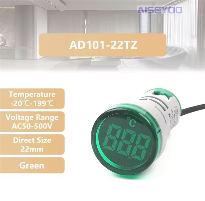 Square digital tube thermometer, mini thermometer, indicator light temperature signal light thermometer, temperature meter, digital display thermometer, indicator light signal light LED temperature display -20℃-199℃ pic 11