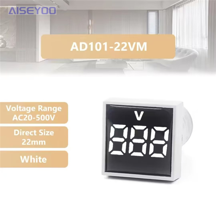 LED indicator light AC digital display meter, frosted 22MM AC 20-500V voltmeter, round or square panel LED digital voltmeter indicator light tester pic 12