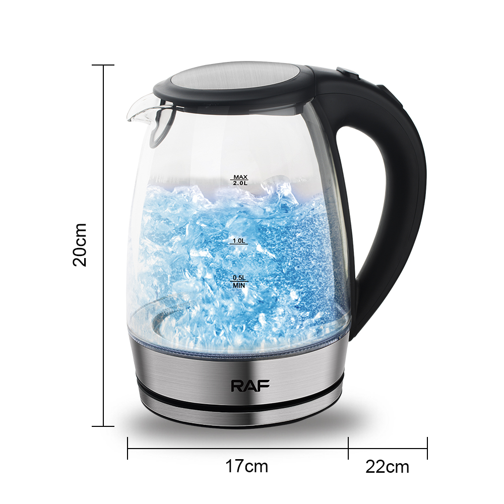 European standard 2.0L high borosilicate glass hot water kettle with blue light, automatic power-off and anti-dry-burning electric kettle R.7818 Item Picture