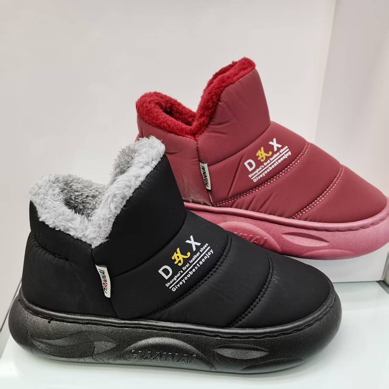 家居2024男女棉鞋毛拖鞋冬季居家鞋子防雨布雪地靴 棉拖鞋女式保暖舒适snow  boots