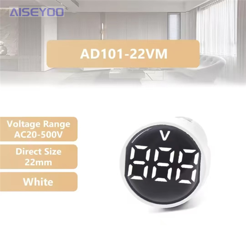 LED indicator light AC digital display meter, frosted 22MM AC 20-500V voltmeter, round or square panel LED digital voltmeter indicator light tester pic 8