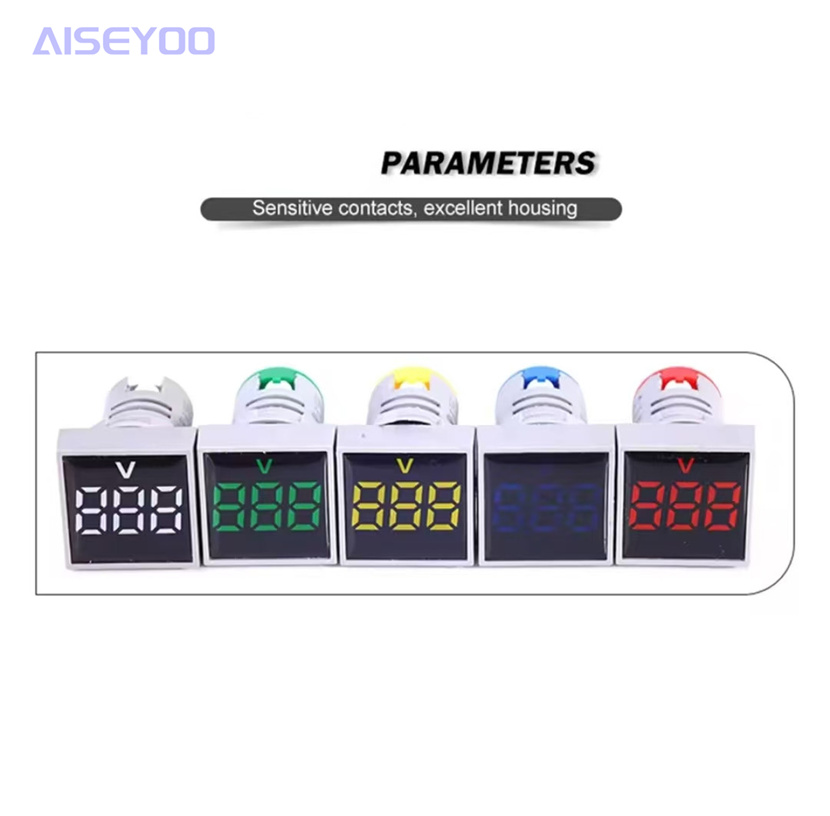 LED indicator light AC digital display meter, frosted 22MM AC 20-500V voltmeter, round or square panel LED digital voltmeter indicator light tester Item Picture
