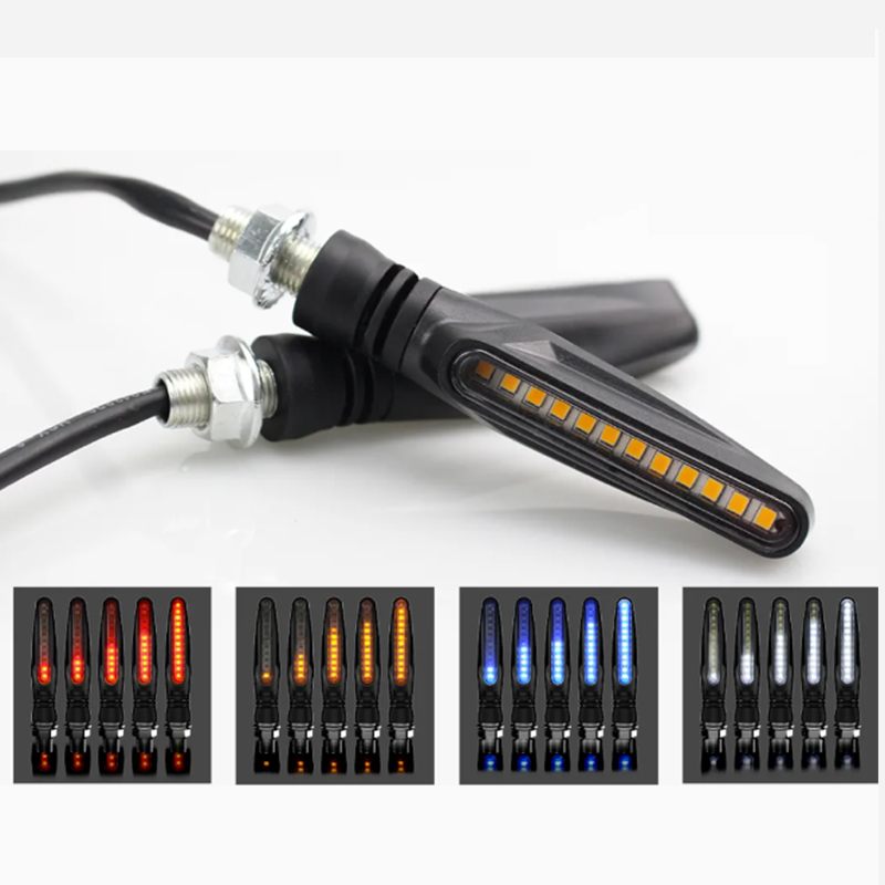 摩托车转向灯led超亮黄光流水踏板车12V地平线转弯方向灯通用