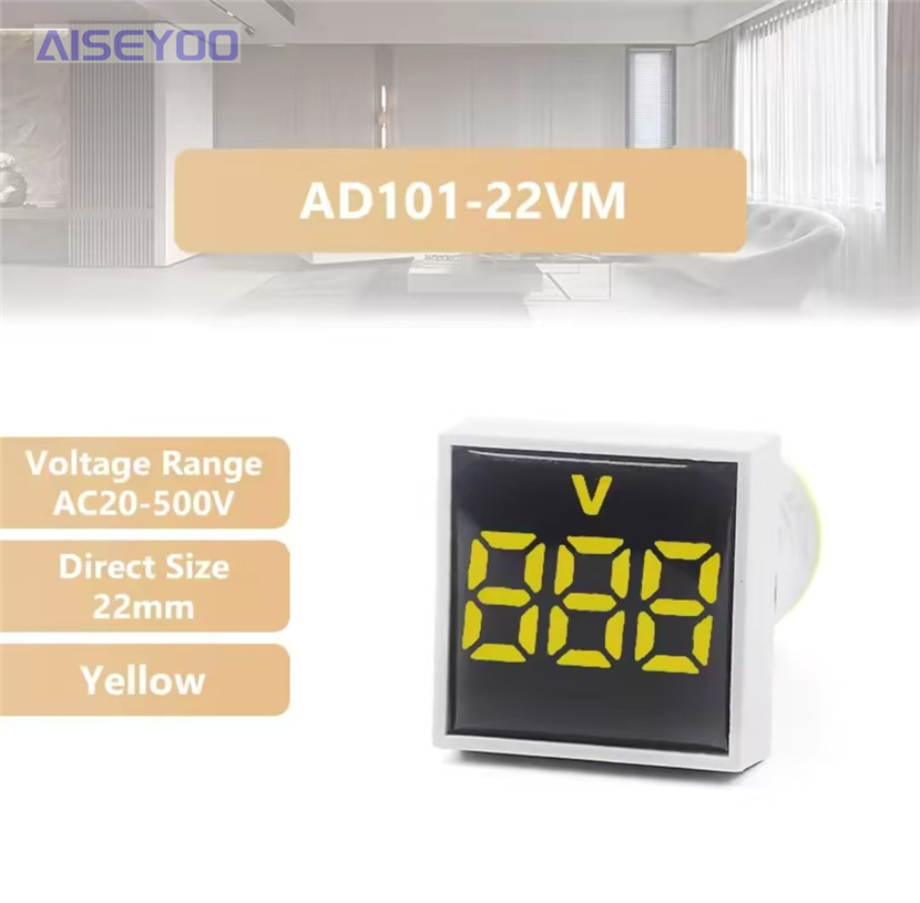 LED indicator light AC digital display meter, frosted 22MM AC 20-500V voltmeter, round or square panel LED digital voltmeter indicator light tester pic 13
