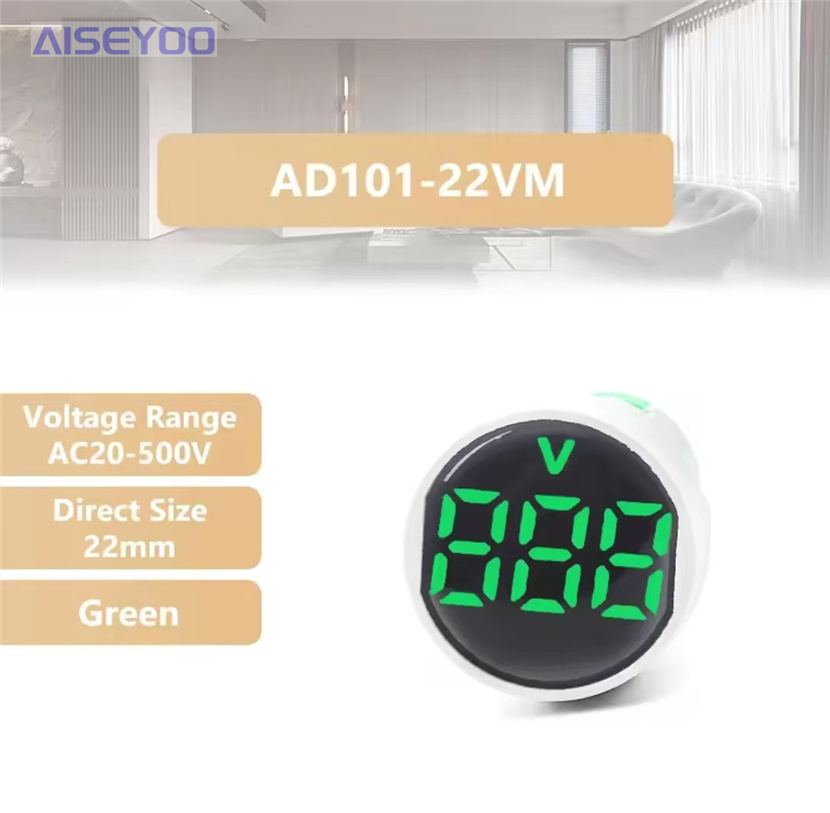 LED indicator light AC digital display meter, frosted 22MM AC 20-500V voltmeter, round or square panel LED digital voltmeter indicator light tester pic 7