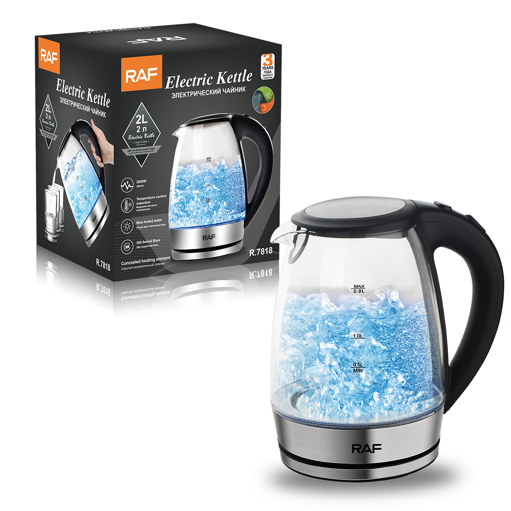 European standard 2.0L high borosilicate glass hot water kettle with blue light, automatic power-off and anti-dry-burning electric kettle R.7818 details Picture