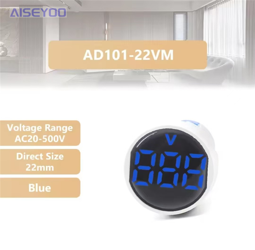 LED indicator light AC digital display meter, frosted 22MM AC 20-500V voltmeter, round or square panel LED digital voltmeter indicator light tester pic 11