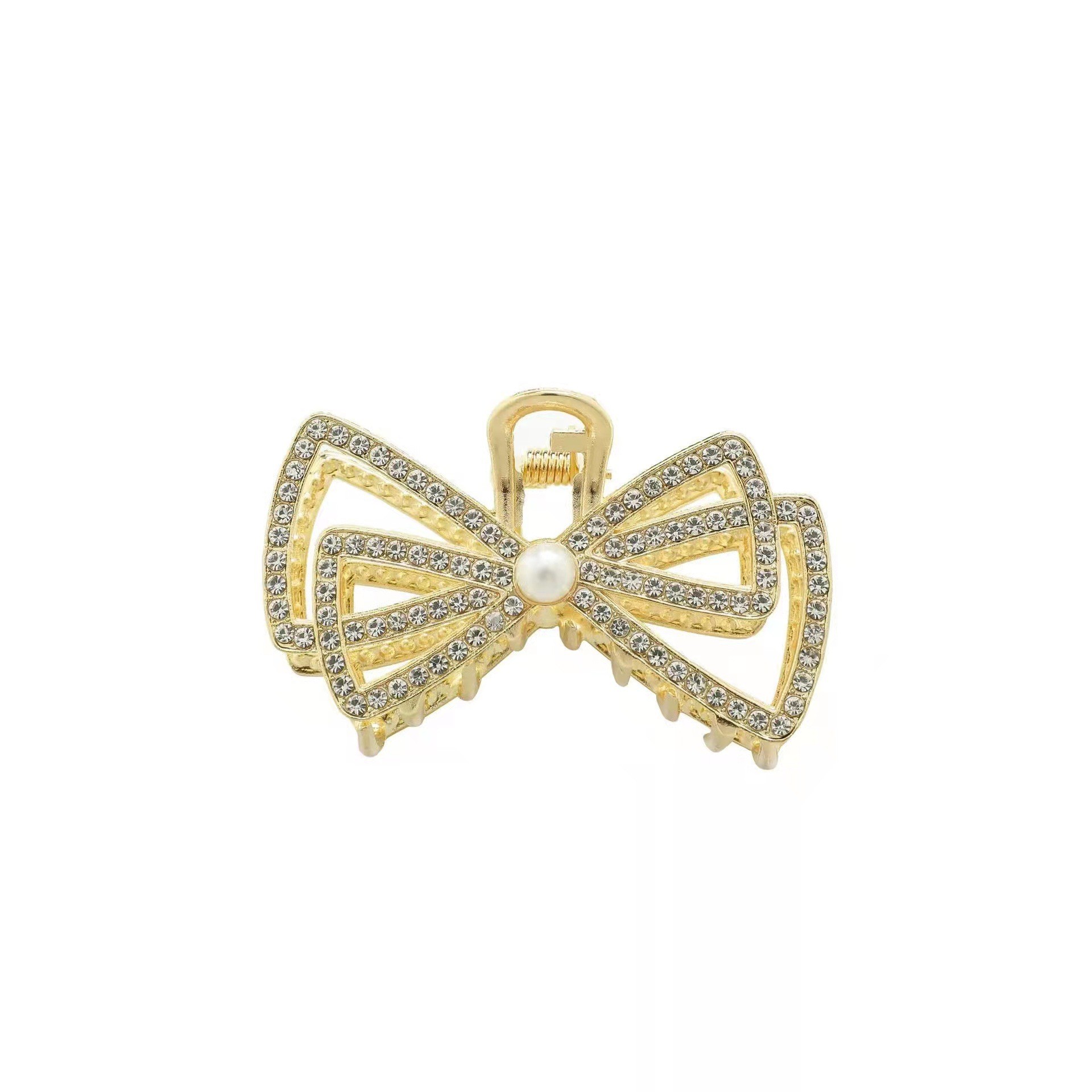 Korean version water diamond bow hair clip, bun hair clip, adult diamond-encruted ponytail clip, claw clip, pearl shark clip, new women's style details Picture