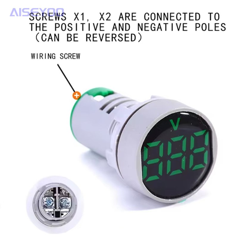 LED indicator light AC digital display meter, frosted 22MM AC 20-500V voltmeter, round or square panel LED digital voltmeter indicator light tester pic 5