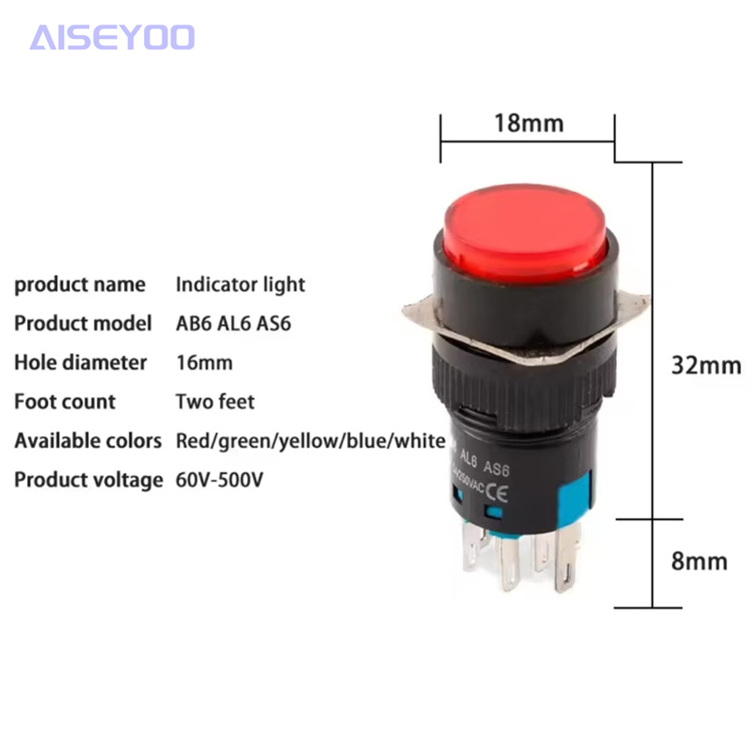 Self-reset/self-locking circular illuminated push-button switch AB6-AS6 five-pin illuminated 16mm circular silver contact push-button switch small self-reset self-locking illuminated normally open and normally closed Application Scenario