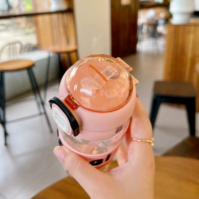X152-XBD-6069 Explosion-resistant plastic cup with spring cap straw double drinking cup students outdoor sports portable summer fashion undefined
