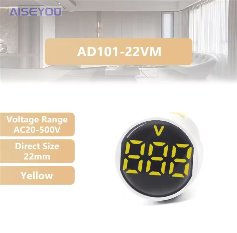 LED indicator light AC digital display meter, frosted 22MM AC 20-500V voltmeter, round or square panel LED digital voltmeter indicator light tester pic 10