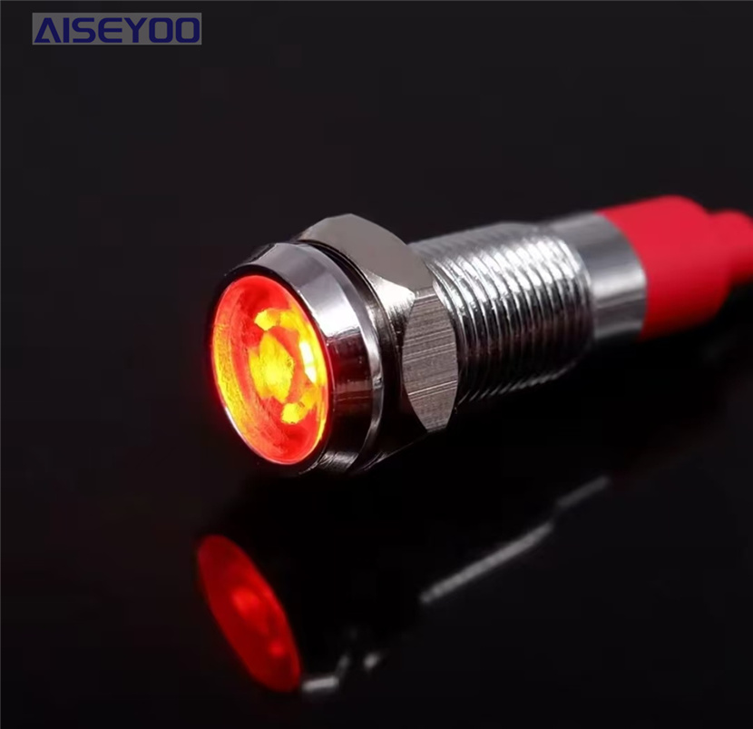 6/8/10/12MM wired led waterproof signal light 3V, 12V, 24V, 220V metal indicator light, LED power signal light, small wired work light pic 10
