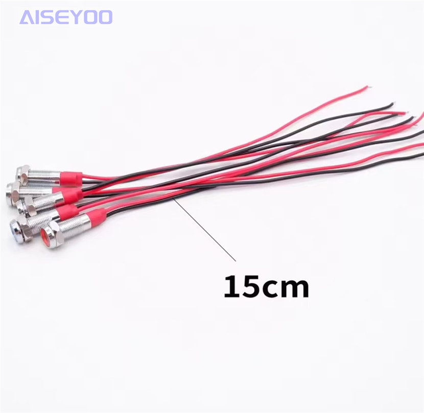 6/8/10/12MM wired led waterproof signal light 3V, 12V, 24V, 220V metal indicator light, LED power signal light, small wired work light details Picture