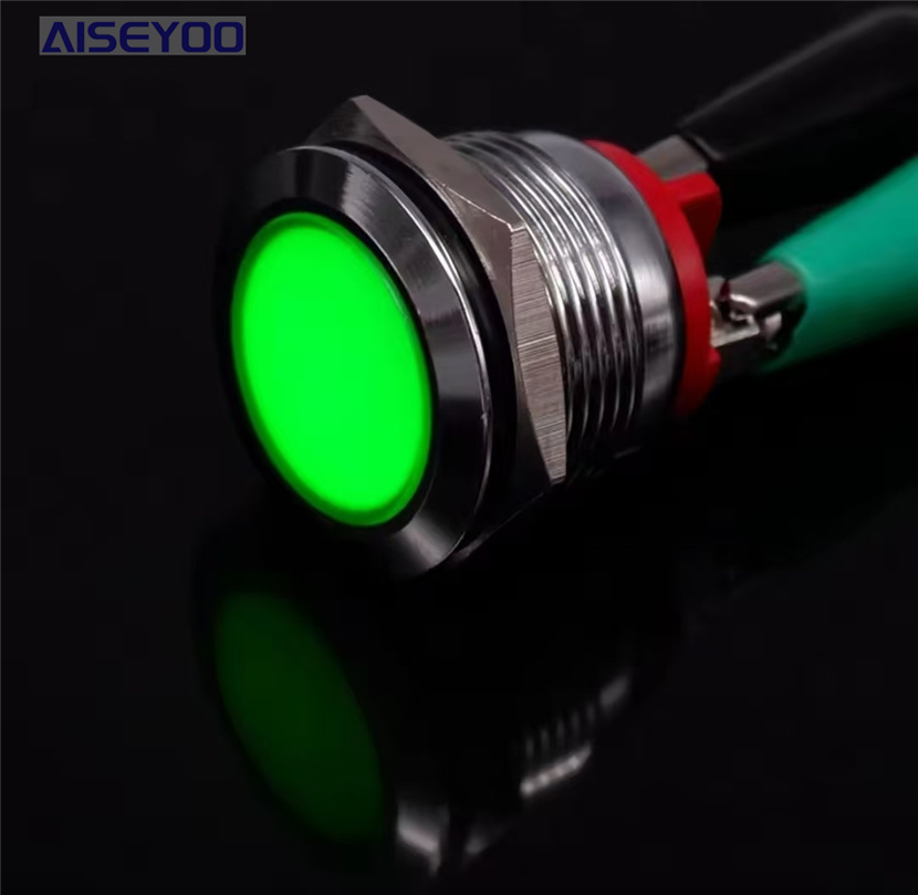 金属指示灯12/16/19/22mm防水LED单色双色三色设备指示灯12v24v220v 信号指示灯带线LED平面详情13