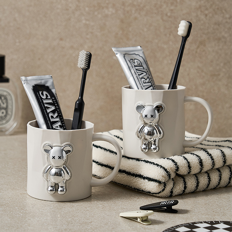 P25- Bear Mouthwash Cup, Home Simple Brushing Cup, Washbasin Cup, Children's Couple Pair, Plastic Creativity Specification drawing