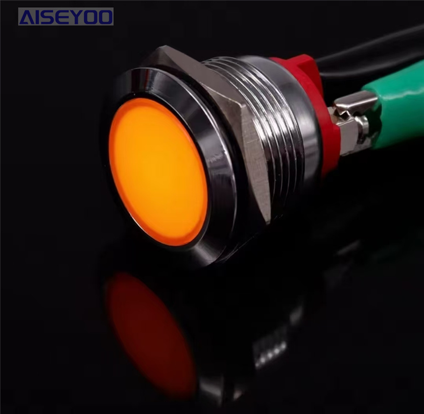 金属指示灯12/16/19/22mm防水LED单色双色三色设备指示灯12v24v220v 信号指示灯带线LED平面详情10