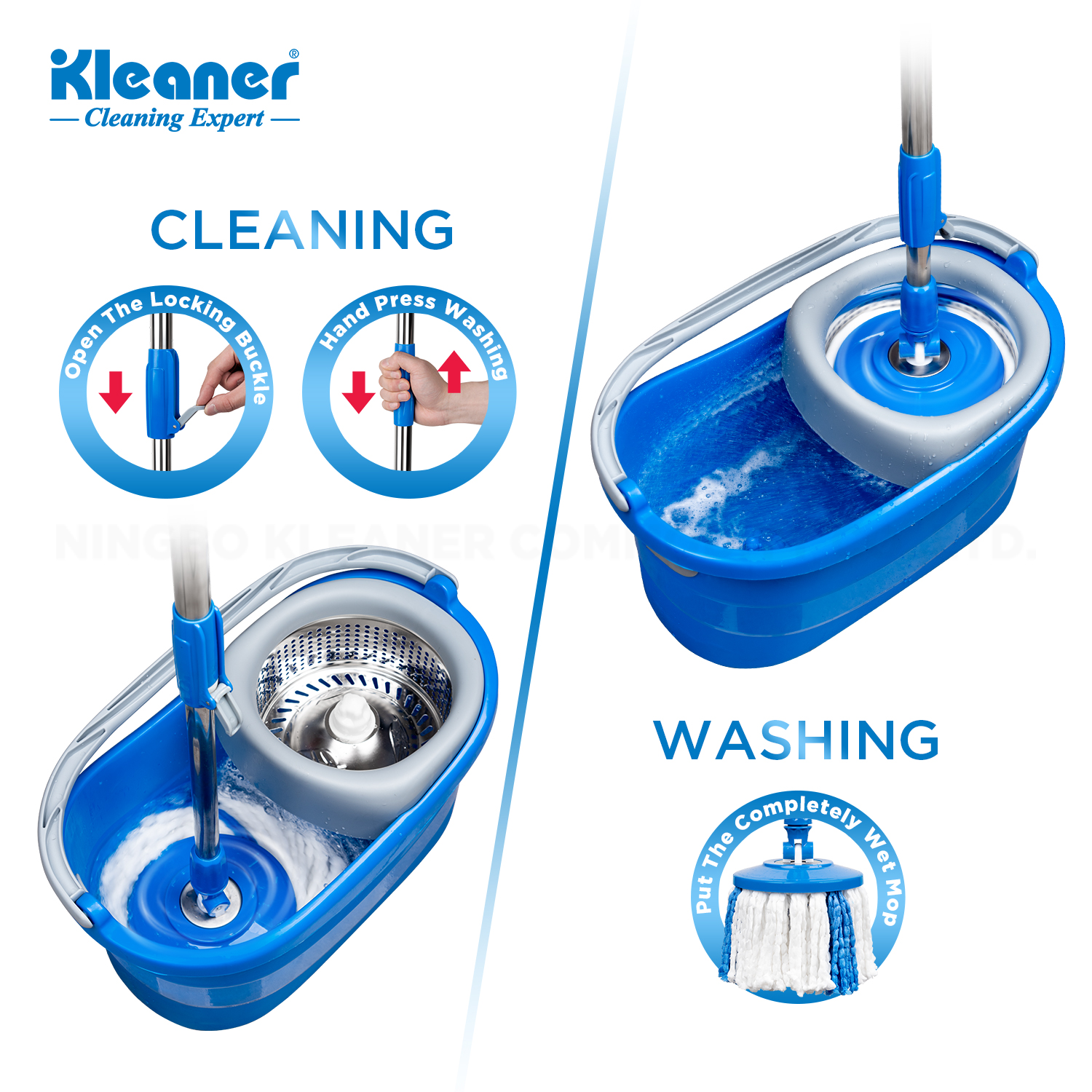 Rotary Mop Household one-piece mop with bucket Mop Bucket set Durable absorbent mop clean without dead ends Specification drawing