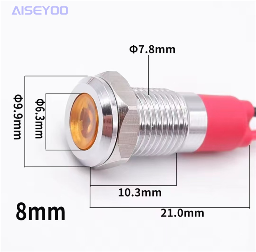6/8/10/12MM wired led waterproof signal light 3V, 12V, 24V, 220V metal indicator light, LED power signal light, small wired work light pic 5