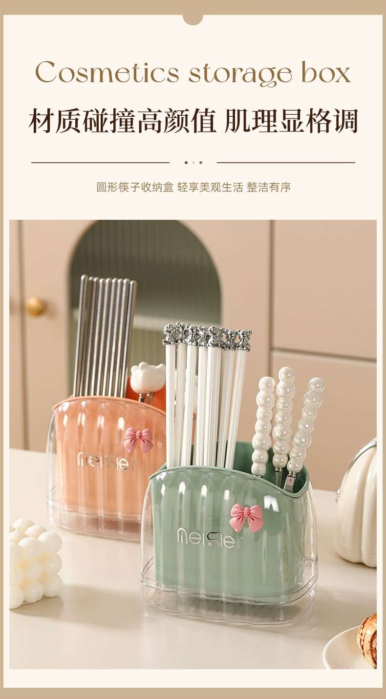 S87-SQC-8001 Household chopsticks container with cream air drainable chopsticks container Kitchen tableware storage box details Picture
