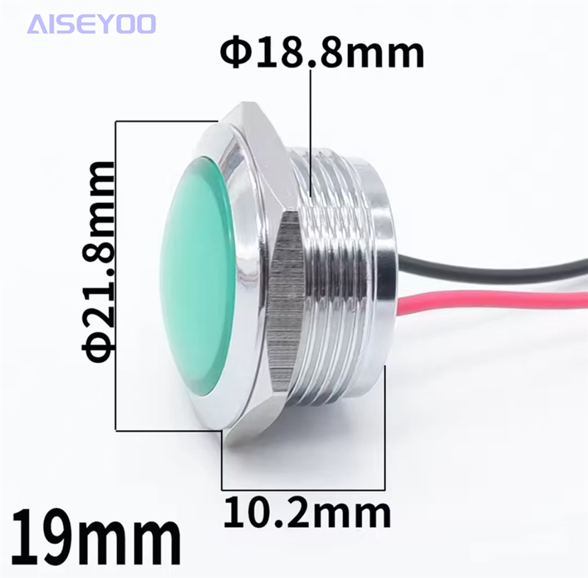 金属指示灯12/16/19/22mm防水LED单色双色三色设备指示灯12v24v220v 信号指示灯带线LED平面详情7