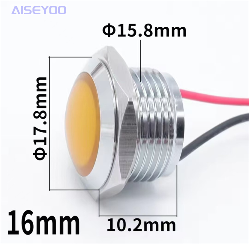 金属指示灯12/16/19/22mm防水LED单色双色三色设备指示灯12v24v220v 信号指示灯带线LED平面详情6