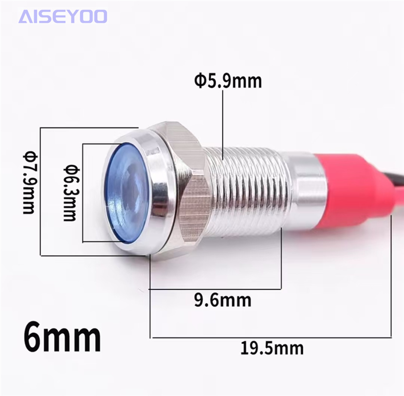 6/8/10/12MM wired led waterproof signal light 3V, 12V, 24V, 220V metal indicator light, LED power signal light, small wired work light pic 4