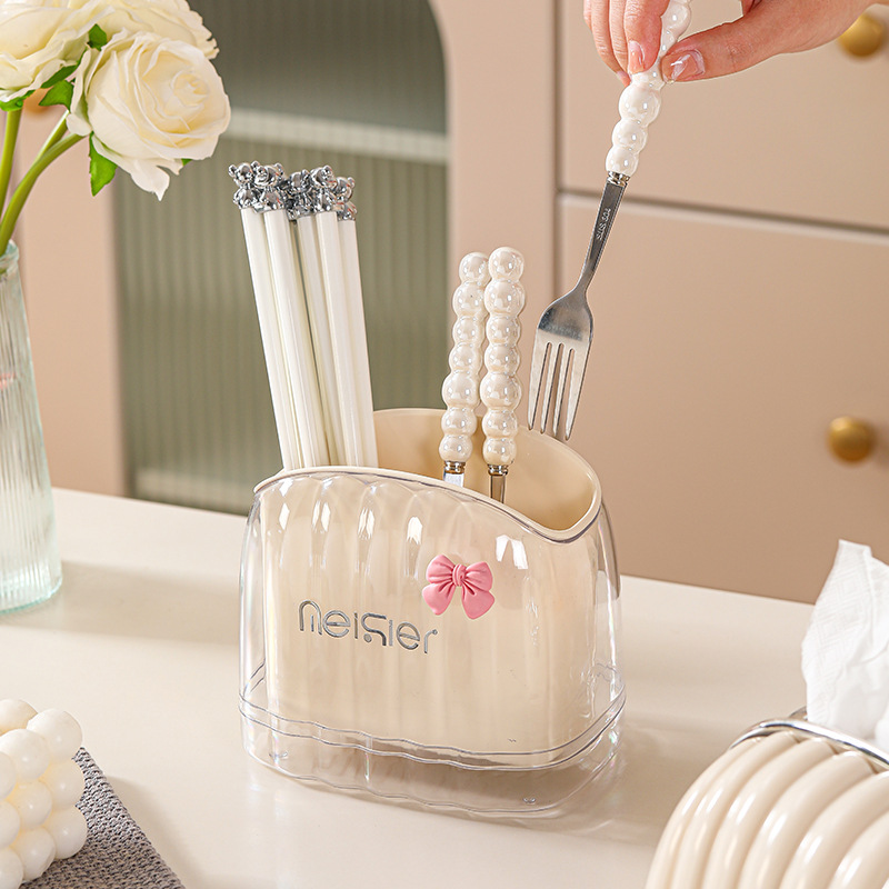 S87-SQC-8001 Household chopsticks container with cream air drainable chopsticks container Kitchen tableware storage box thumbnail