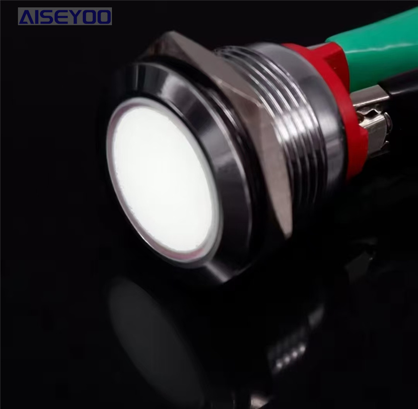 金属指示灯12/16/19/22mm防水LED单色双色三色设备指示灯12v24v220v 信号指示灯带线LED平面详情11