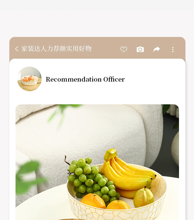 W16-A348-B1 Milky White Round Fruit Plate, Plastic Pet, Gold Edge, Miscellaneous Sorting Fruit Plate With Lid, Stone Pattern Specification drawing