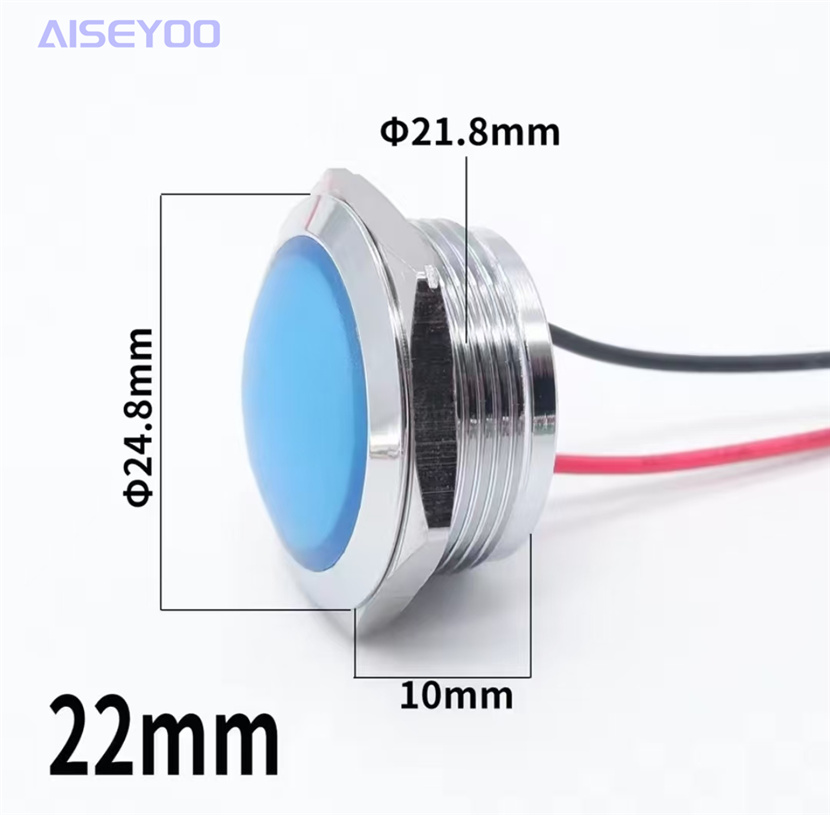 金属指示灯12/16/19/22mm防水LED单色双色三色设备指示灯12v24v220v 信号指示灯带线LED平面详情8