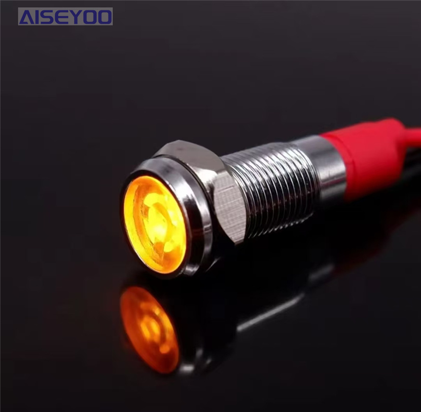 6/8/10/12MM wired led waterproof signal light 3V, 12V, 24V, 220V metal indicator light, LED power signal light, small wired work light Application Scenario