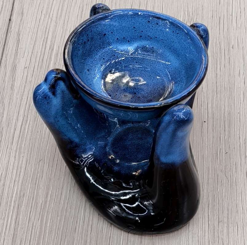 一件蓝色陶瓷小手香炉高档工艺品 家居摆件/礼品/工艺品/香炉 精致装饰品 白底实物图